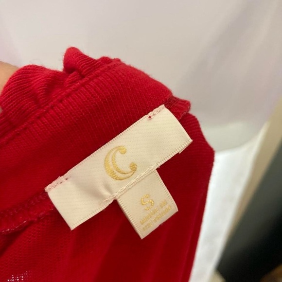 Vibrant Red Ruffle Cardigan C S - Picture 3 of 4